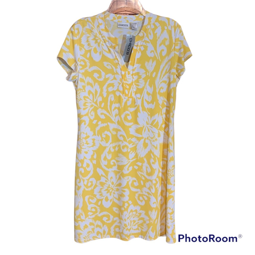 Size M/8 Chicos Sunshine Bliss Alanis SS Dress